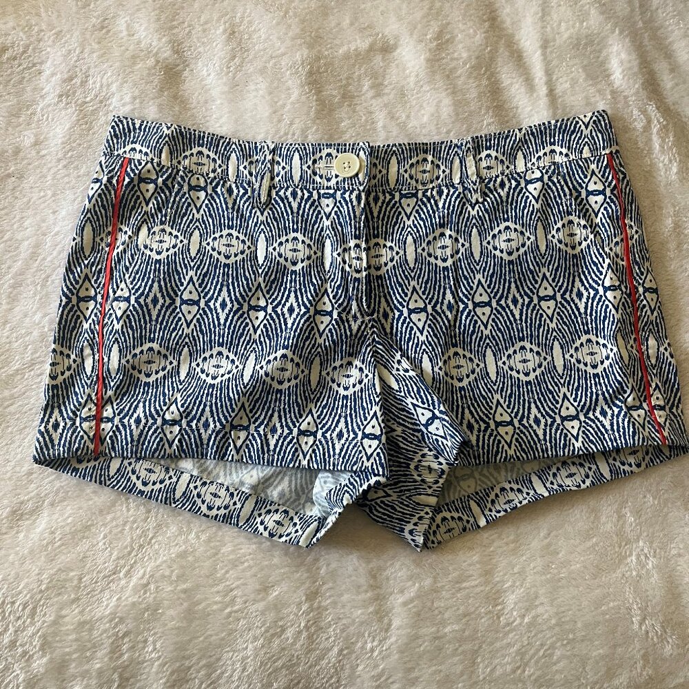 Cabi Shorts Blue White Ikat Print Size 6